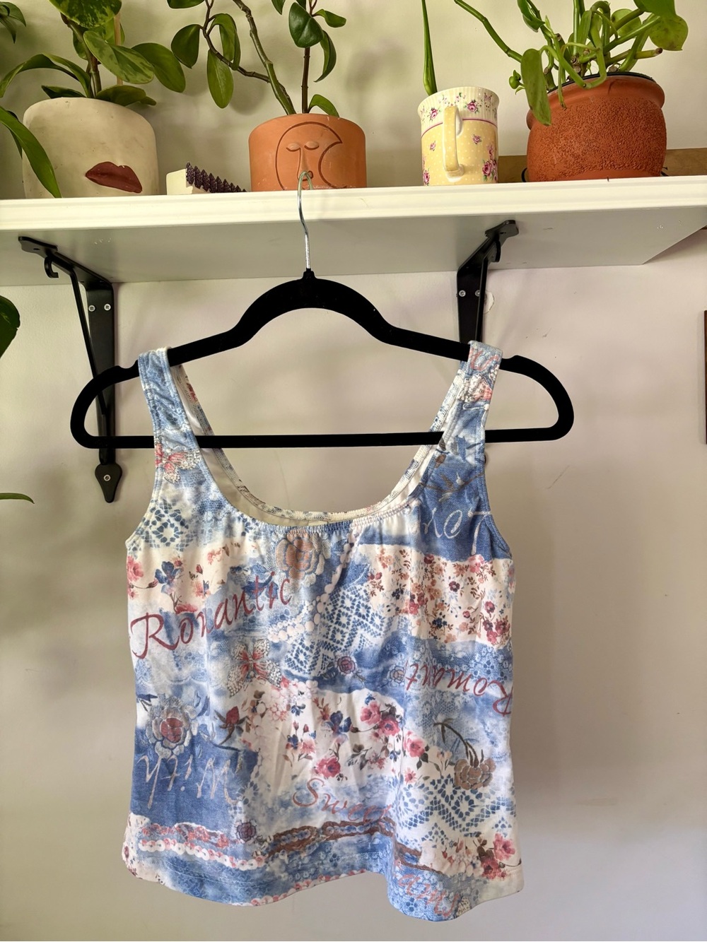 Jessica Vintage Blue & White Floral Tank
